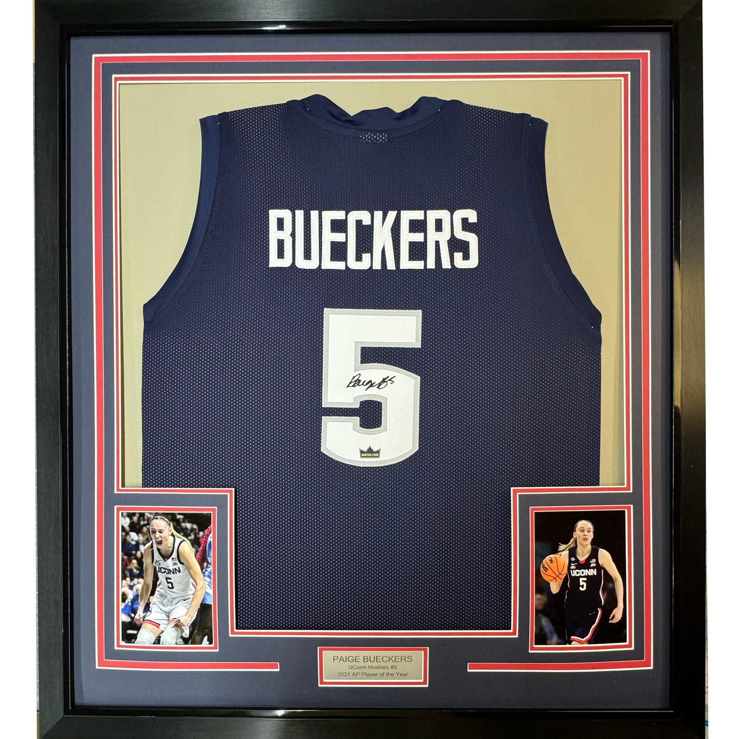 Framed Facsimile Autographed Paige Bueckers 35x39 UConn Blue Reprint Laser Auto College Basketball Jersey
