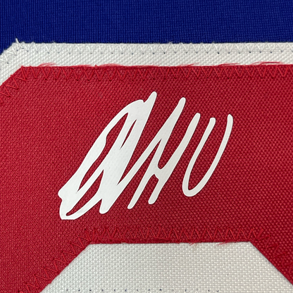 Framed Facsimile Autographed Artemi Panarin 35x39 New York Blue Reprint Laser Auto Hockey Jersey