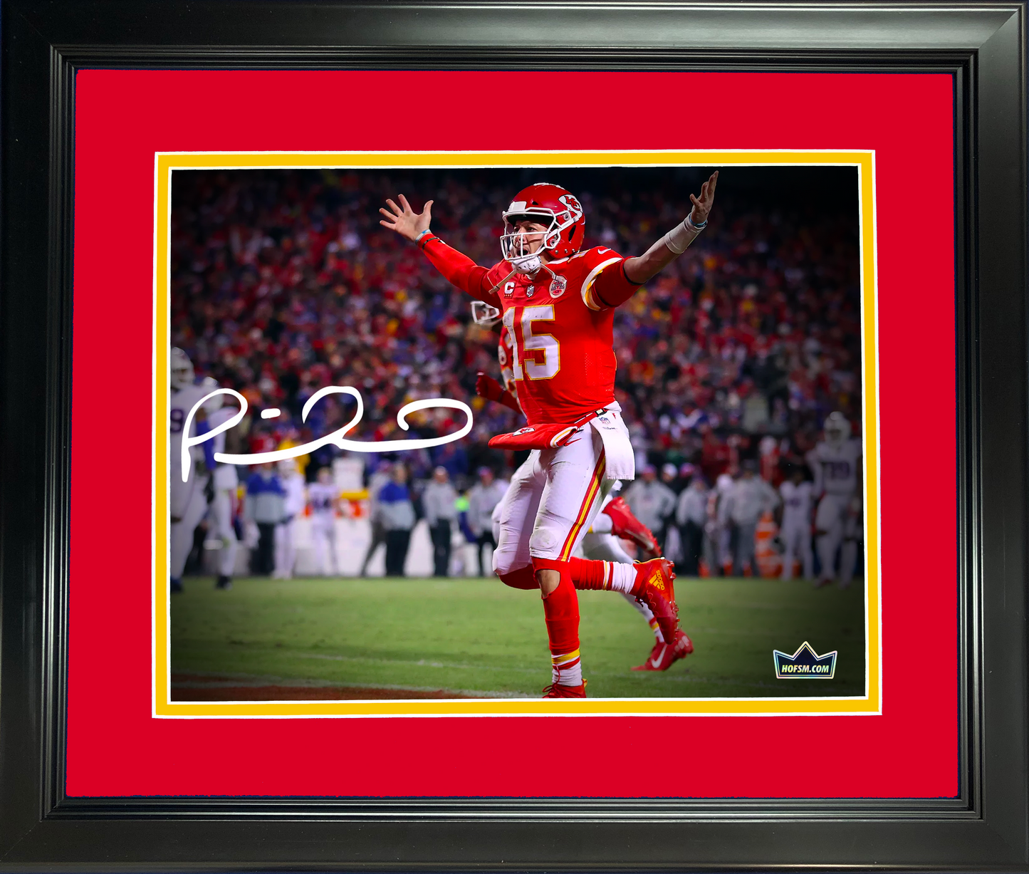 Framed Patrick Mahomes Kansas City Chiefs Facsimile Laser Engraved Signature Auto 11"x14" Football Photo HOFSM Holo