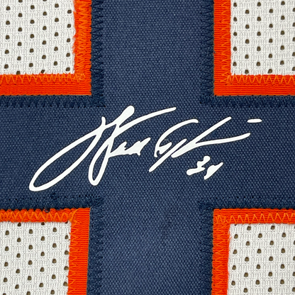 Framed Facsimile Autographed Walter Payton 35x39 Chicago White Reprint Laser Auto Football Jersey Size Men's XL