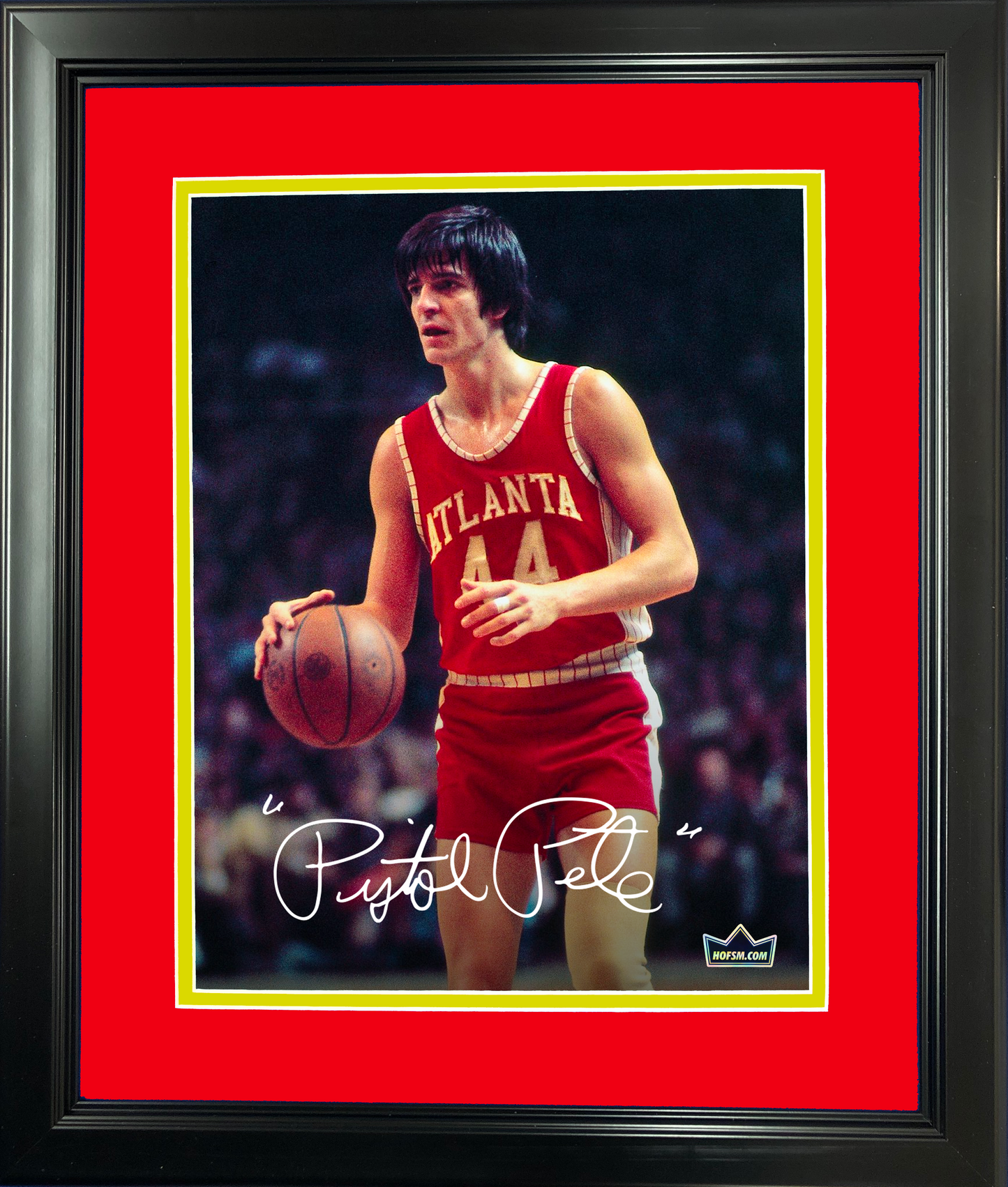 Framed Pistol Pete Maravich Facsimile Laser Engraved Signature Auto 11"x14"Basketball Photo HOFSM Holo