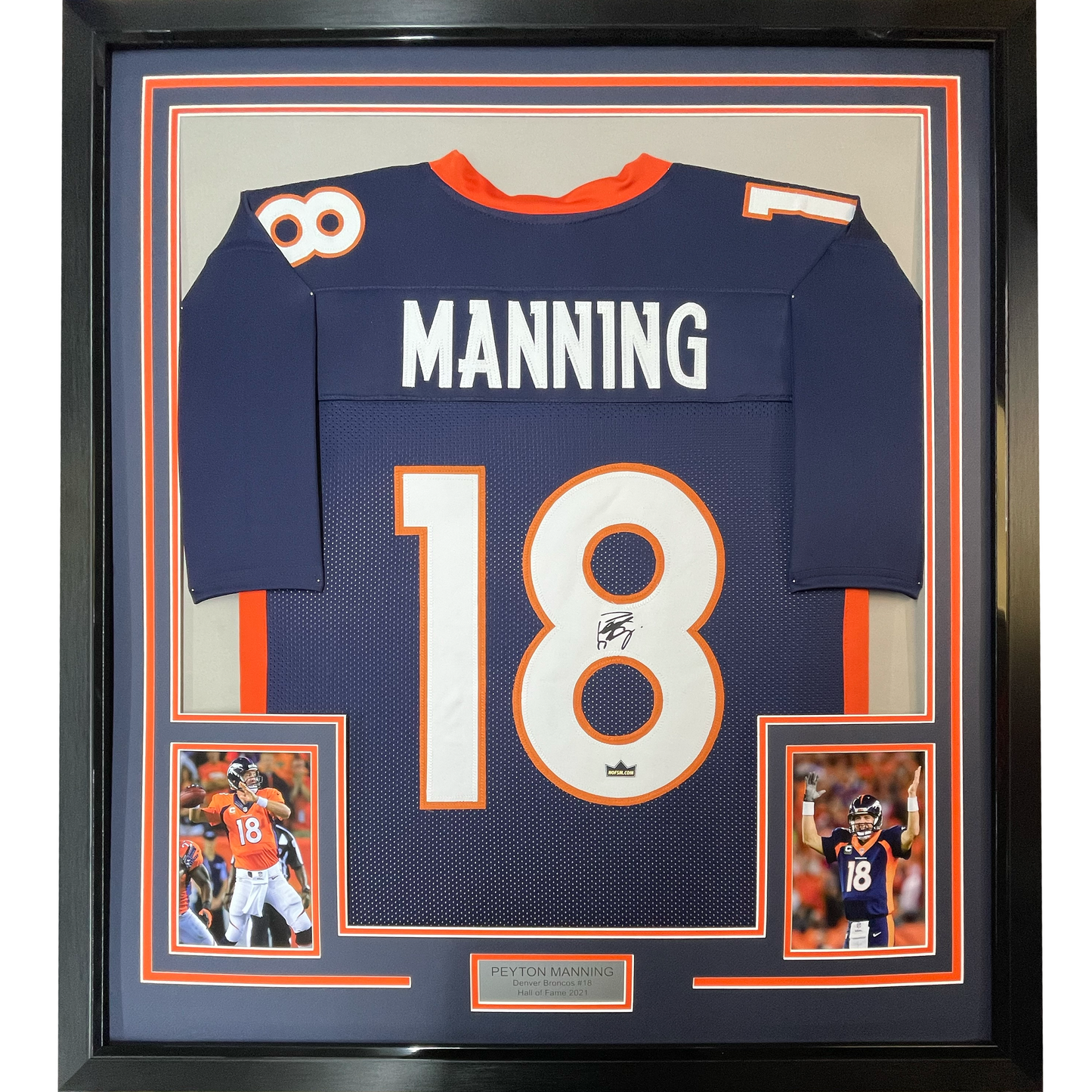 Framed Facsimile Autographed Peyton Manning 35x39 Denver Blue Reprint Laser Auto Football Jersey