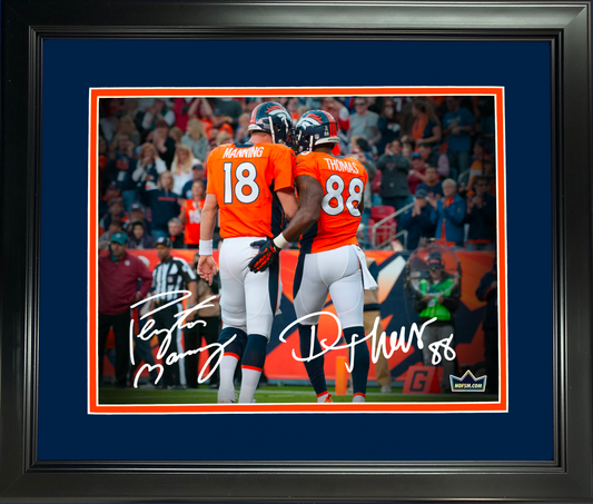 Framed Peyton Manning & Demaryius Thomas Denver Broncos Dual Facsimile Laser Engraved Signature Auto 11"x14" Football Photo HOFSM Holo
