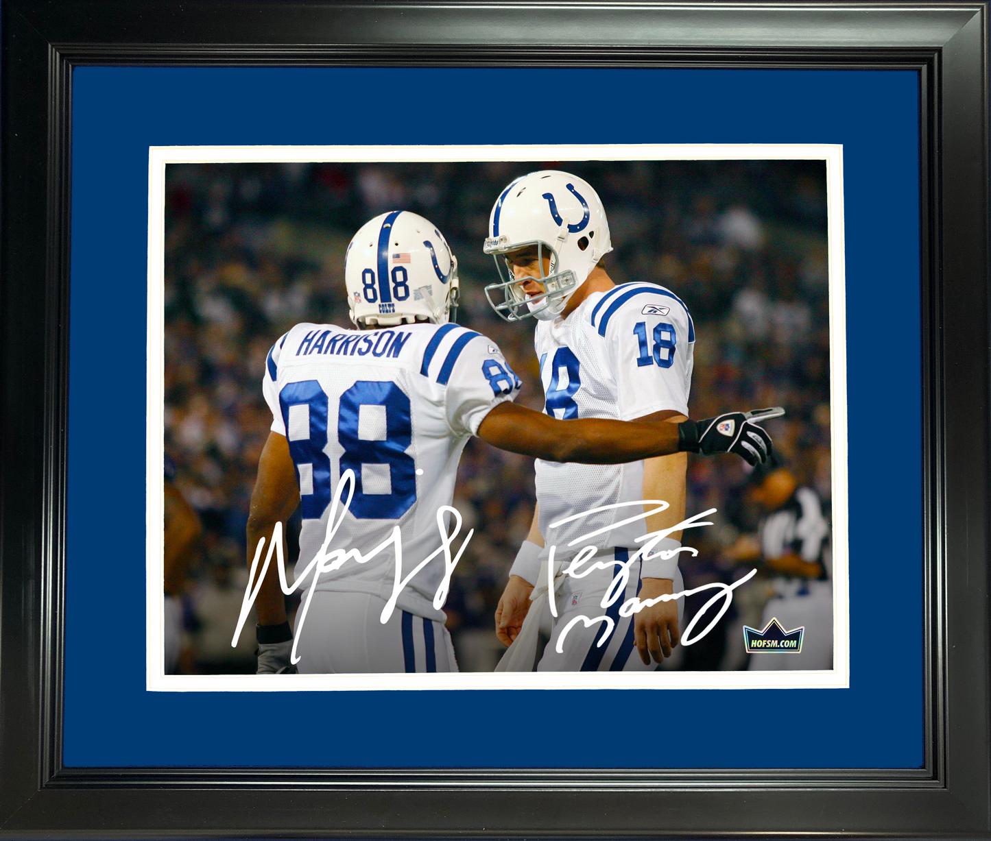 Framed Peyton Manning & Marvin Harrison Indianapolis Colts Dual Facsimile Laser Engraved Signature Auto 11"x14" Football Photo HOFSM Holo