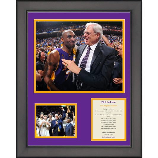 Framed Phil Jackson Hall of Fame Los Angeles Lakers Basketball 11"x14" Three Photo Collage