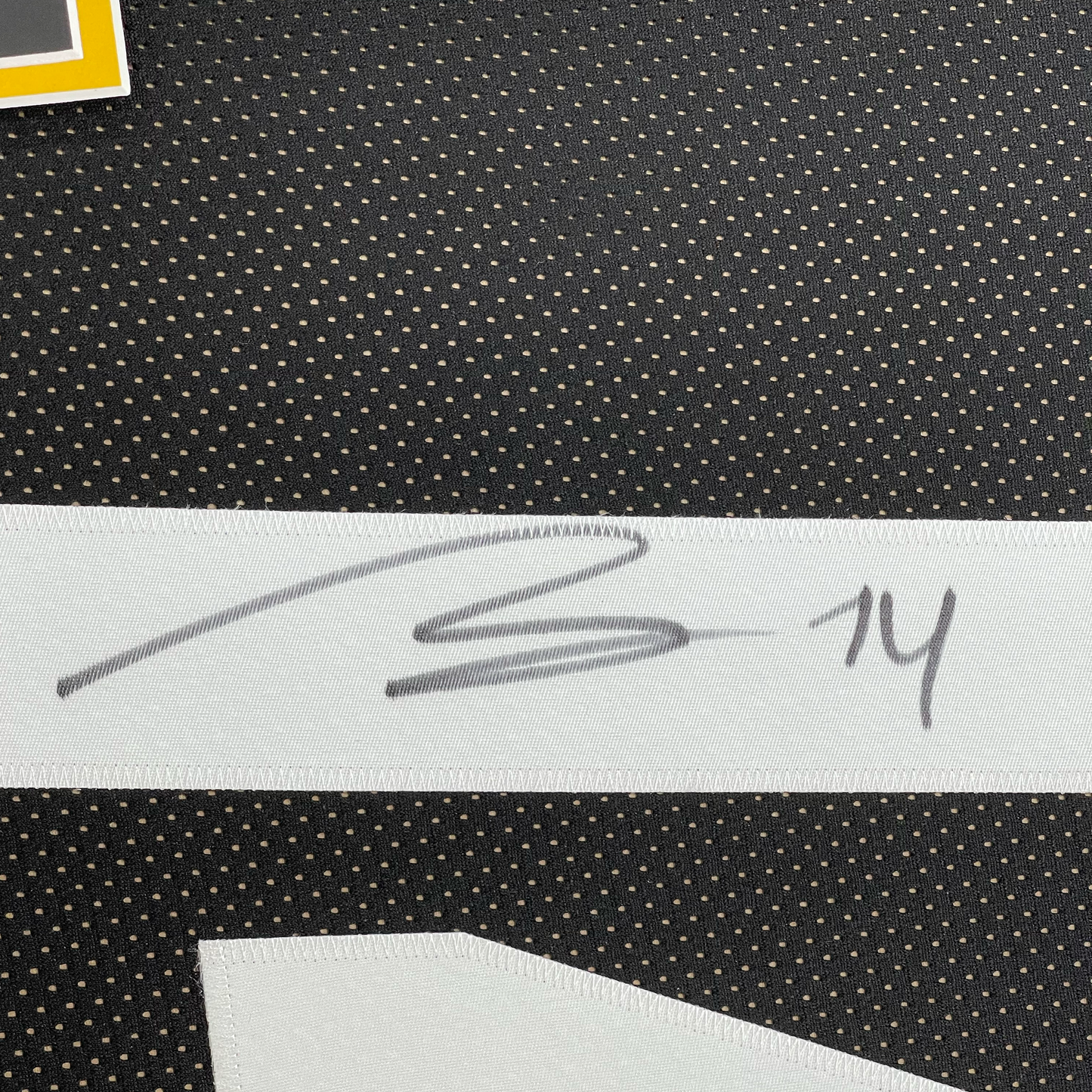 Framed Autographed/Signed George Pickens 35x39 Pittsburgh Black Football Jersey JSA COA