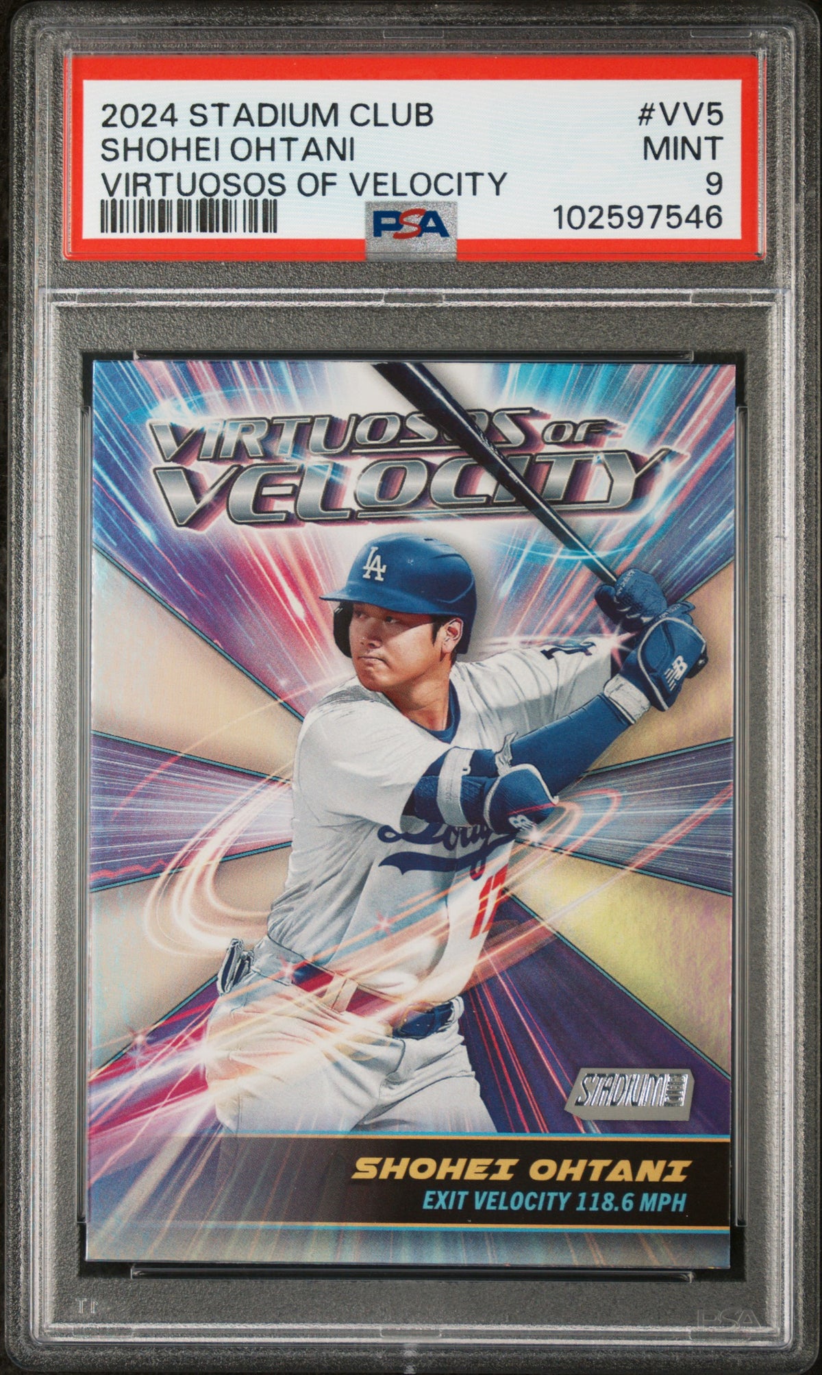 Graded 2024 Topps Stadium Club Shohei Ohtani #VV5 Virtuosos of Velocity Baseball Card PSA 9 Mint