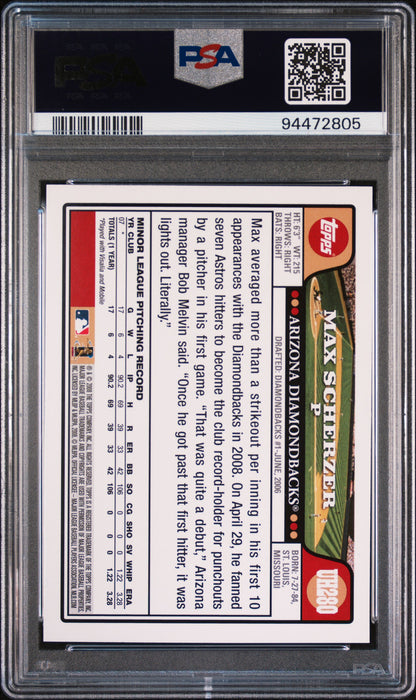 Graded 2008 Topps Update & Highlights Max Scherzer #UH280 Rookie RC Baseball Card PSA 10 Mint