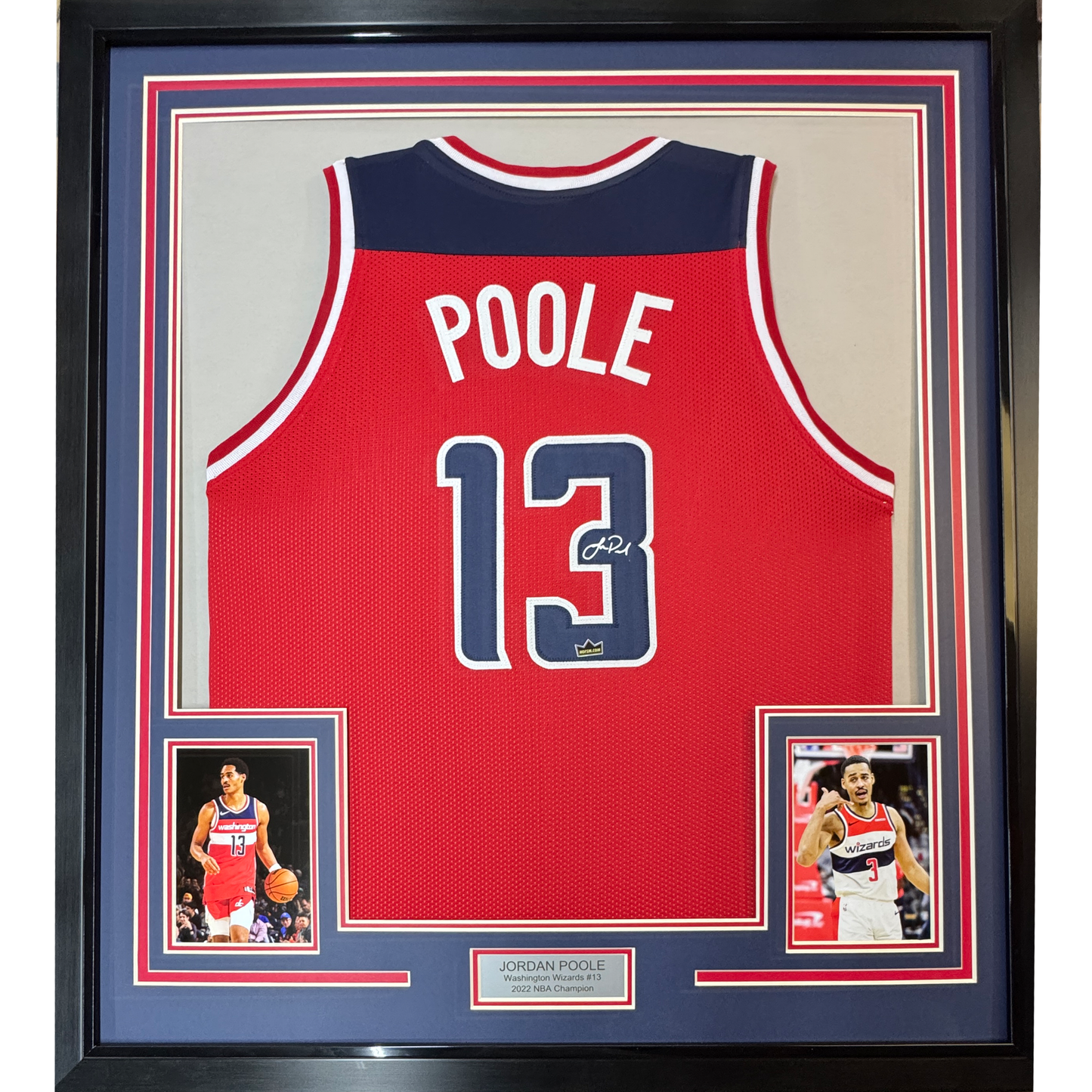 Framed Facsimile Autographed Jordan Poole 35x39 Washington Red Reprint Laser Auto Basketball Jersey
