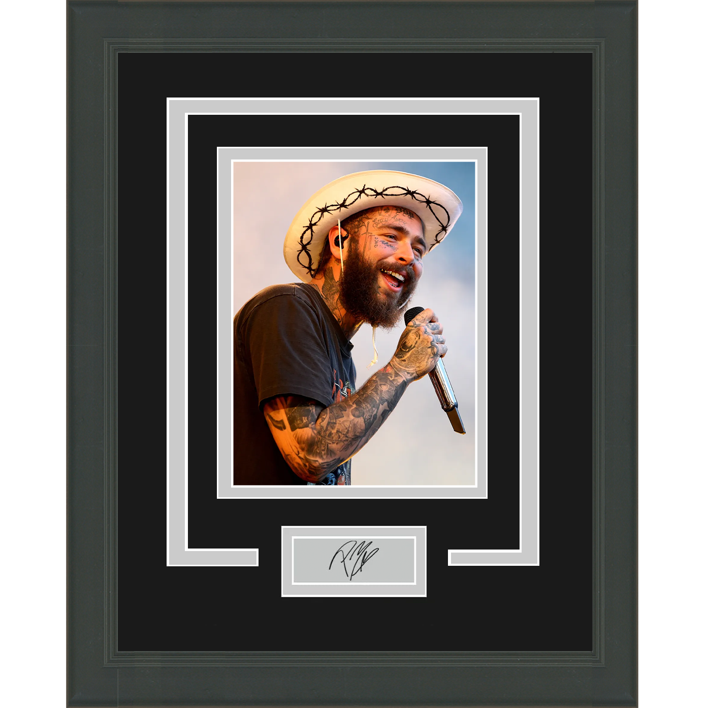 Framed Post Malone Facsimile Laser Engraved Signature Auto 11x14 Music Photo