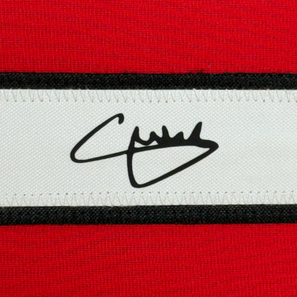 Framed Facsimile Autographed Christian Pulisic 35x39 AC Milan Black/Red Reprint Laser Auto Soccer Jersey