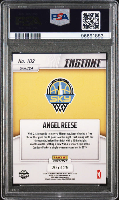 Graded 2024 Panini Instant WNBA Angel Reese #102 Jungle /25 Rookie RC Basketball Card PSA 10 Gem Mint