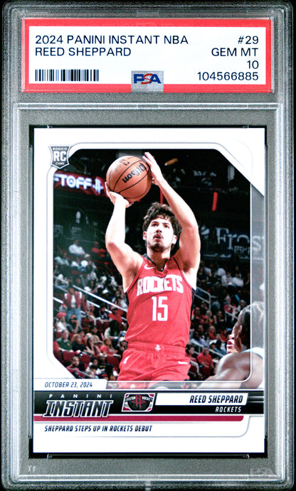 Graded 2024 Panini Instant NBA Reed Sheppard #29 Rookie RC Basketball Card PSA 10 Gem Mint