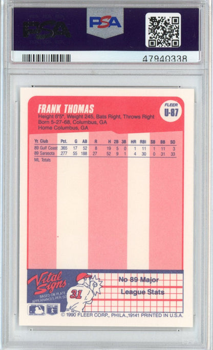 Graded 1990 Fleer Update Frank Thomas #U-87 Rookie RC Baseball Card PSA 10 Gem Mint
