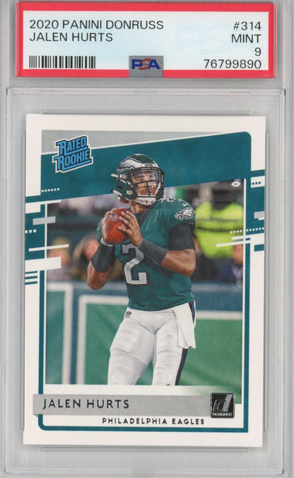 Graded 2020 Panini Donruss Jalen Hurts #314 Rookie RC Football Card PSA 9 Mint