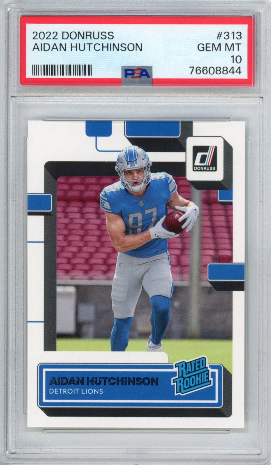 Graded 2022 Panini Donruss Aidan Hutchinson #313 Rookie RC Football Card PSA 10