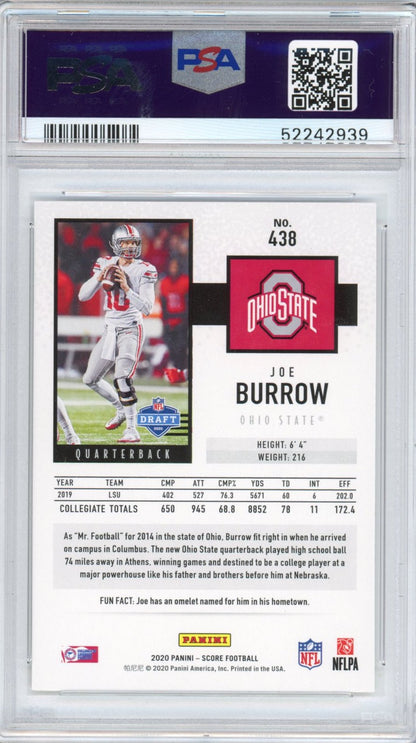 Graded 2020 Panini Score Joe Burrow #438 Rookie RC Football Card PSA 9 Mint