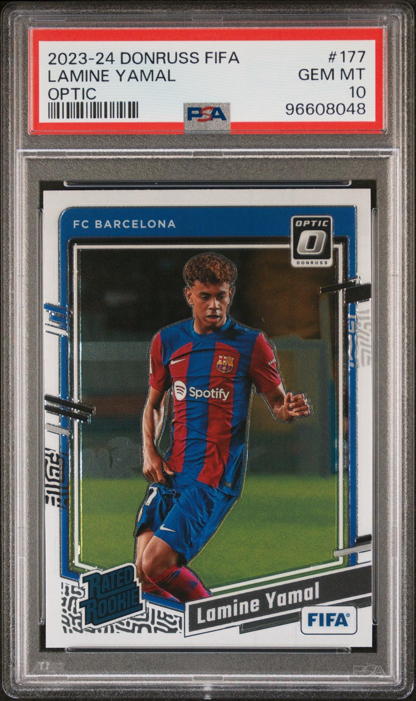 Graded 2023 Panini Donruss Lamine Yamal #177 Optic Rookie RC Soccer Card PSA 10 Gem Mint