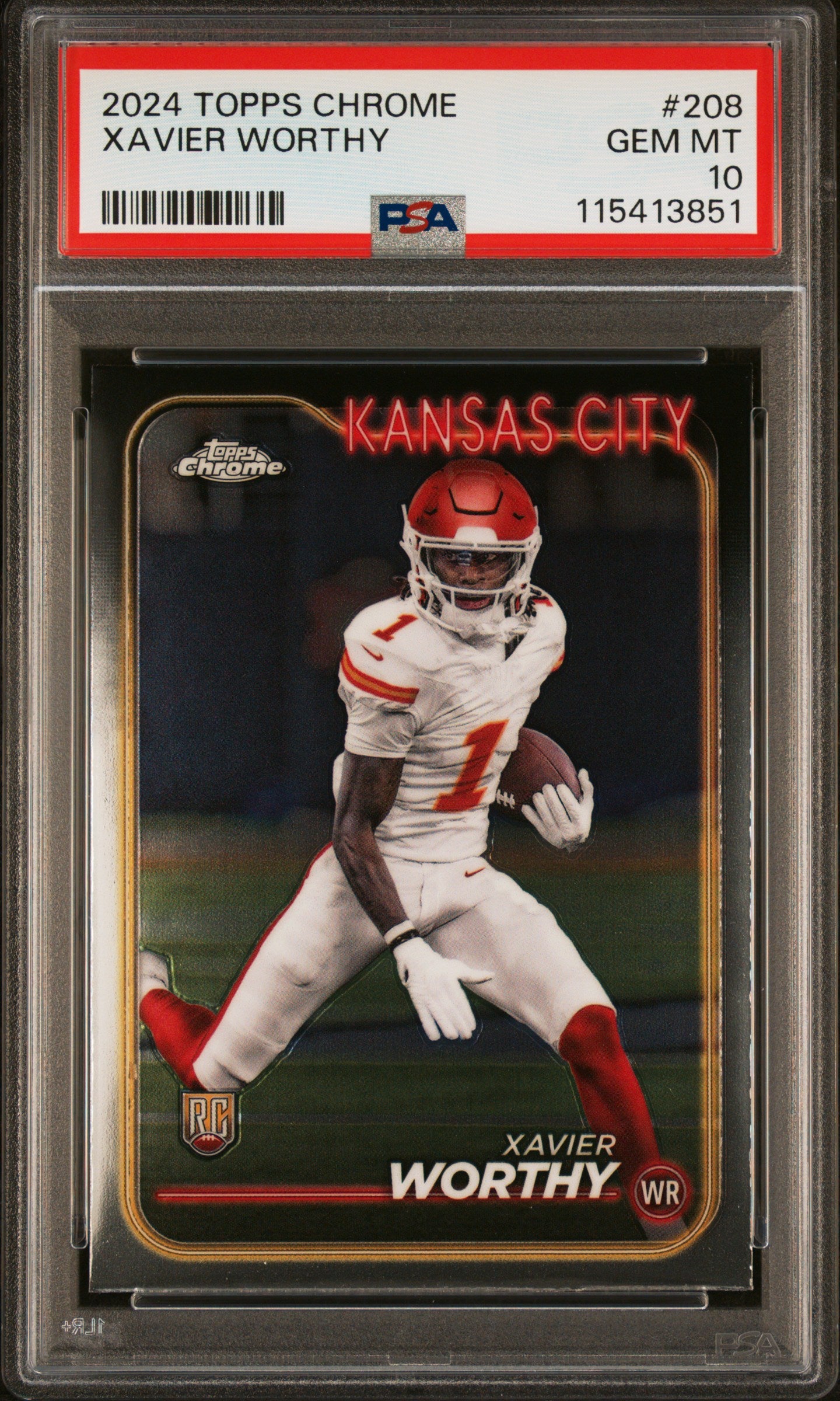 Graded 2024 Topps Chrome Xavier Worthy #208 Rookie RC Football Card PSA 10 Gem Mint