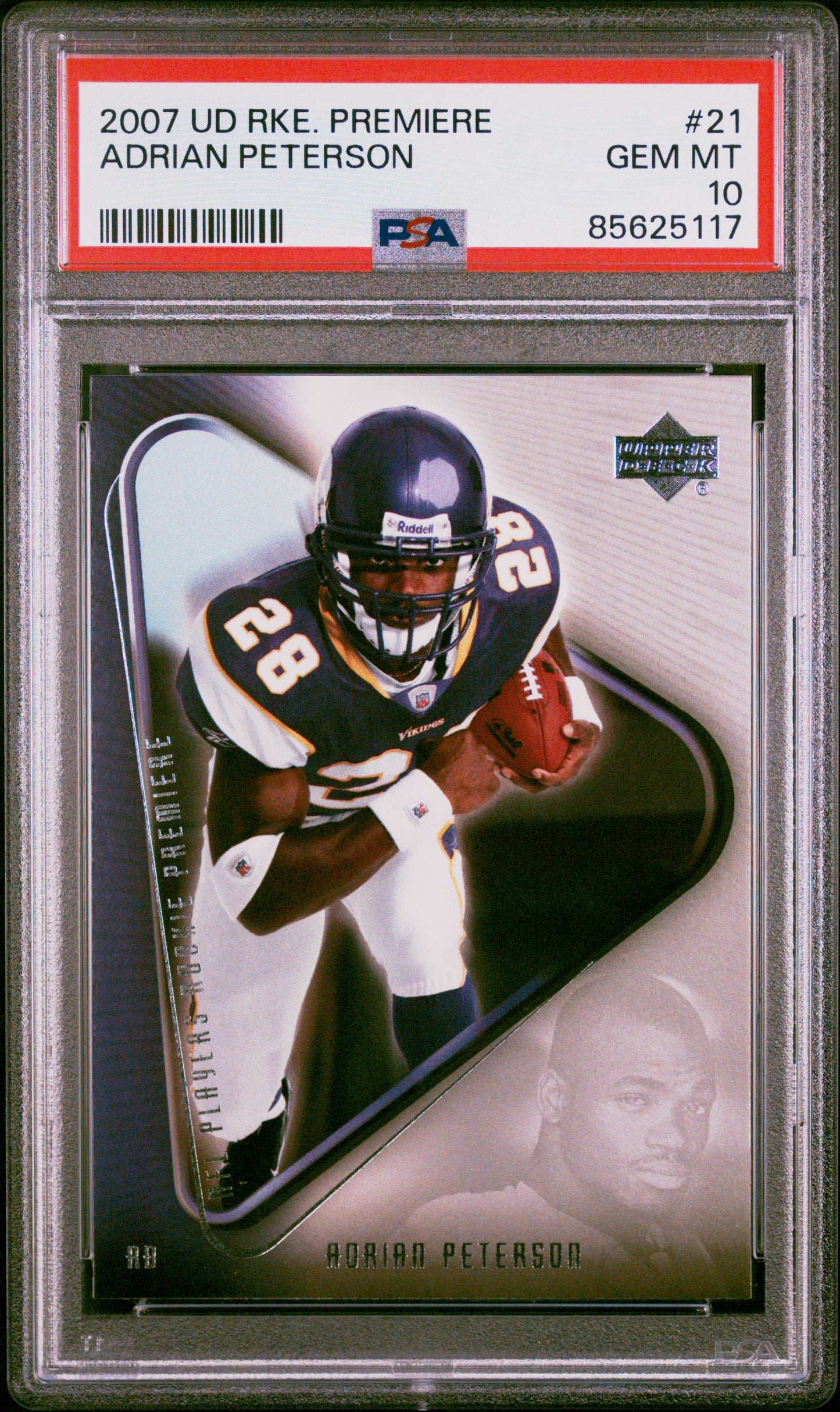 Graded 2007 Upper Deck Rookie Premiere Adrian Peterson #21 Rookie RC Football Card PSA 10 Gem Mint