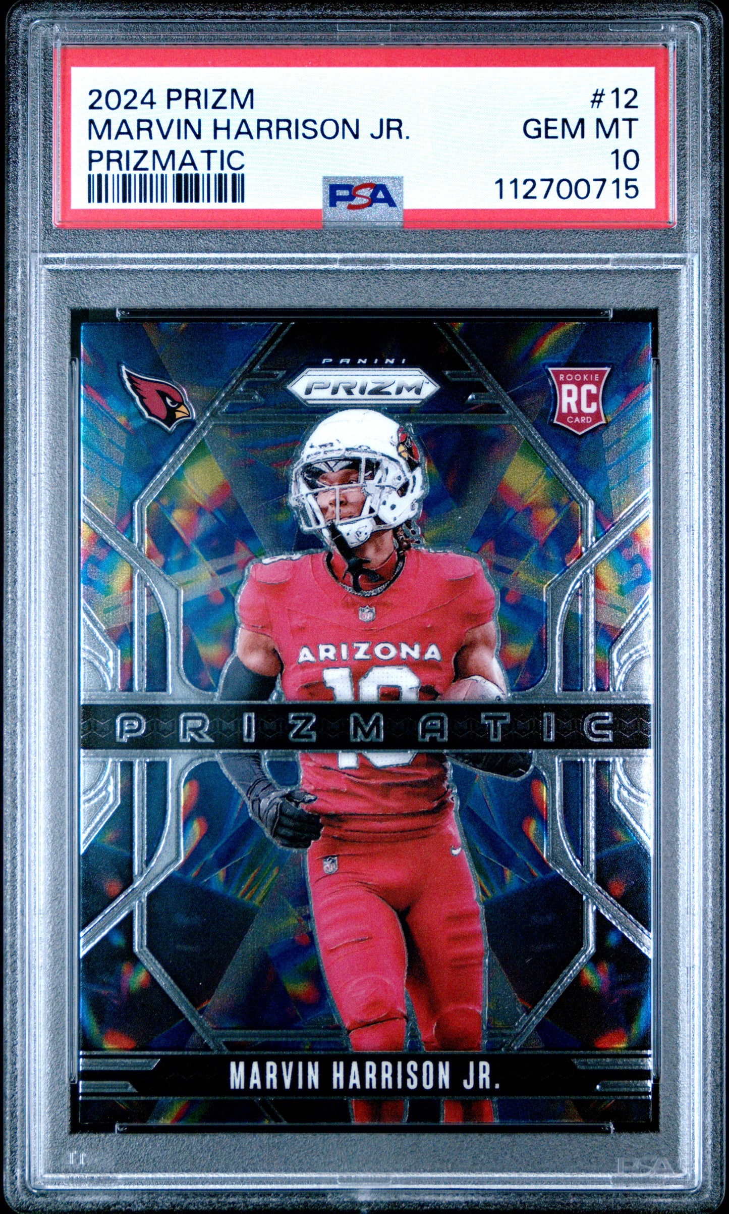 Graded 2024 Panini Prizm Marvin Harrison Jr #12 Prizmatic Rookie RC Football Card PSA 10 Gem Mint