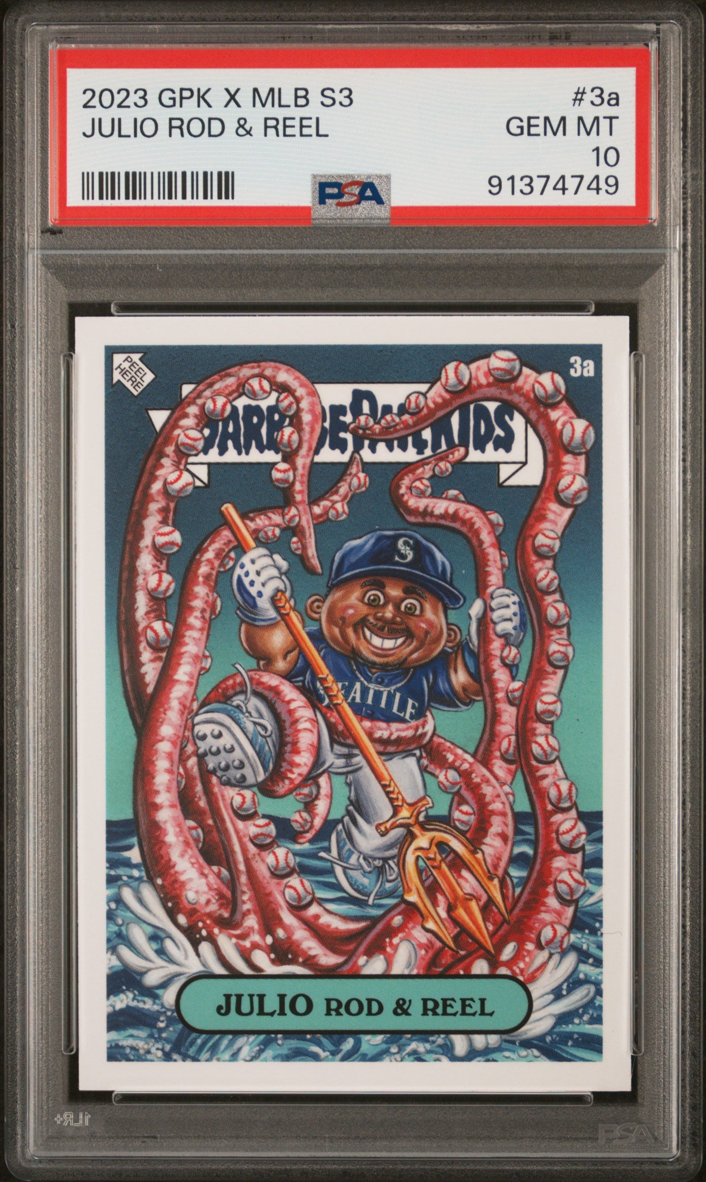 Graded 2023 Topps Garbage Pail Kids Julio Rodriguez #3A Julio Rod & Reel Baseball Card PSA 10 Gem Mint