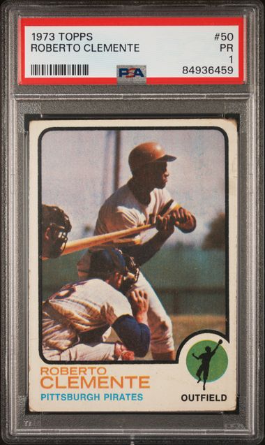 Graded 1973 Topps Roberto Clemente #50 Baseball Card PSA 1