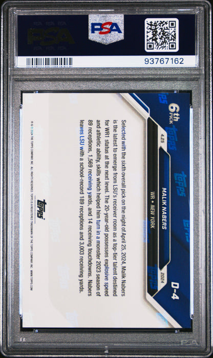 Graded 2024 Topps Now Malik Nabers #D4 Rookie RC Football Card PSA 9 Mint