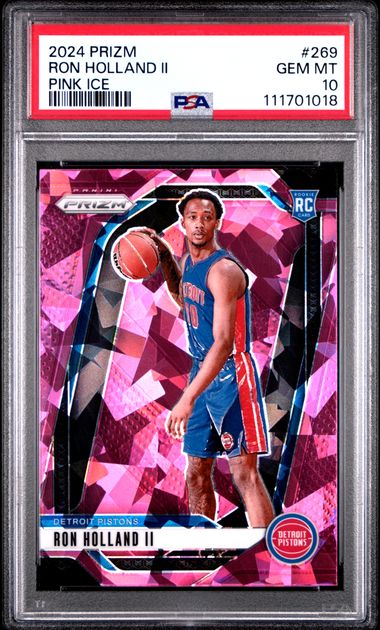 Graded 2024 Panini Prizm Ron Holland II #269 Pink Ice Rookie RC Basketball Card PSA 10 Gem Mint