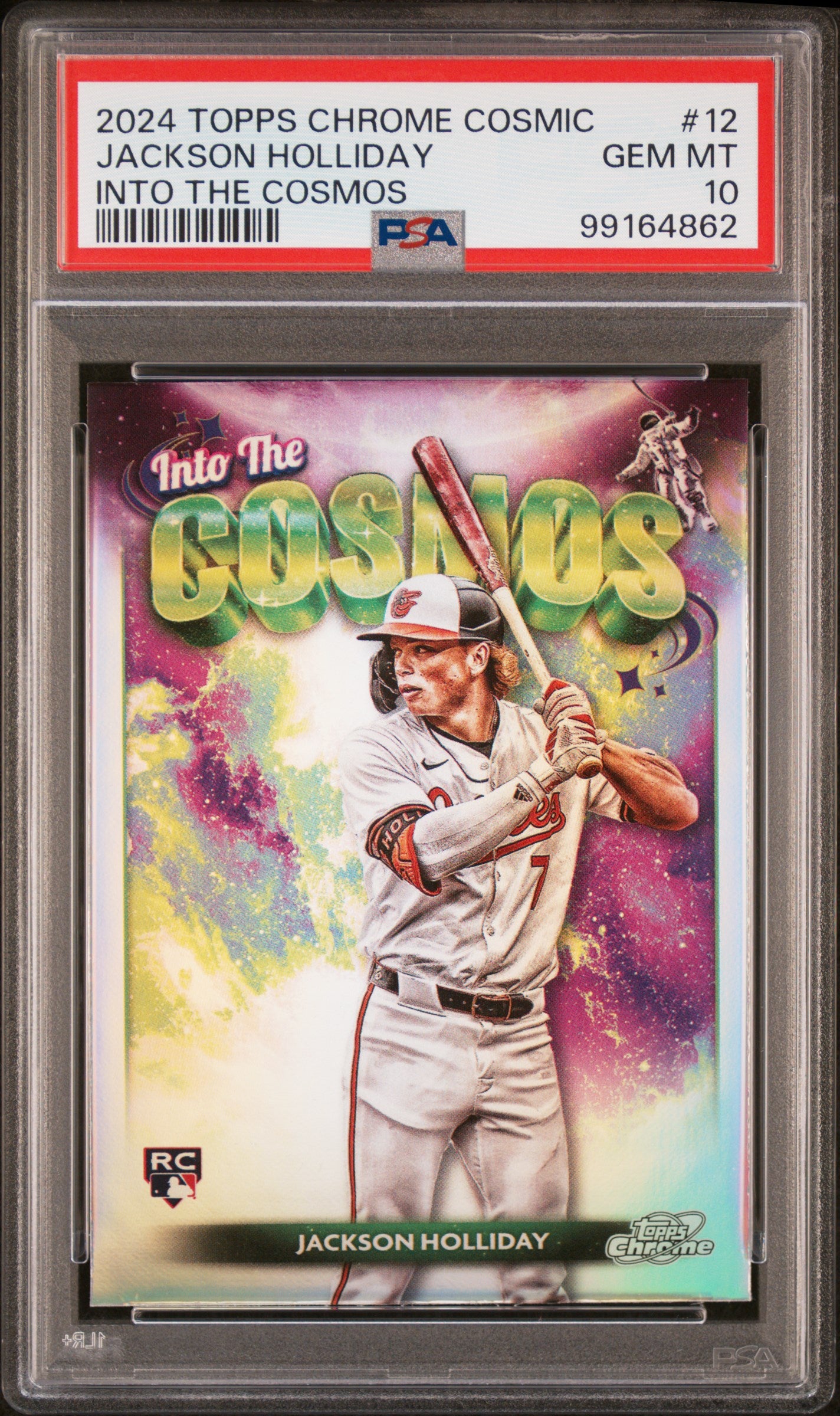 Graded 2024 Topps Cosmic Chrome Jackson Holliday #12 Into the Cosmos Rookie RC Baseball Card PSA 10 Gem Mint