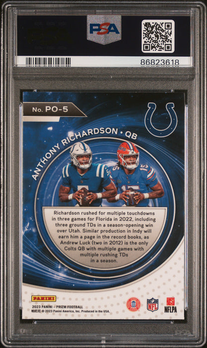Graded 2023 Panini Prizm Anthony Richardson #PO5 Portals Rookie RC Football Card PSA 10 Gem Mint