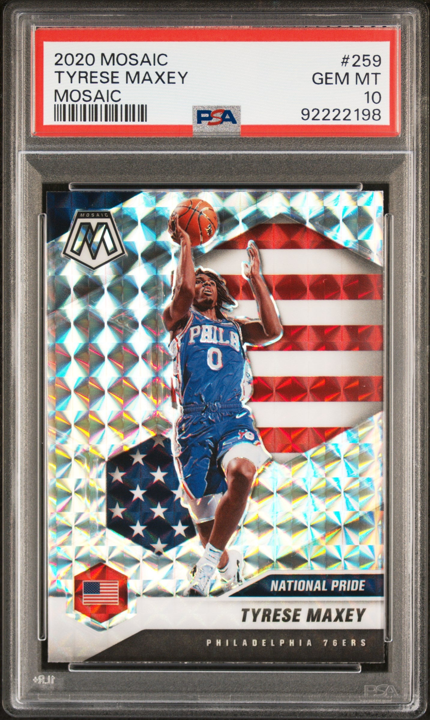 Graded 2020 Panini Mosaic Tyrese Maxey #259 Mosaic Rookie RC Basketball Card PSA 10 Gem Mint
