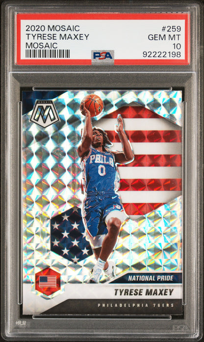 Graded 2020 Panini Mosaic Tyrese Maxey #259 Mosaic Rookie RC Basketball Card PSA 10 Gem Mint