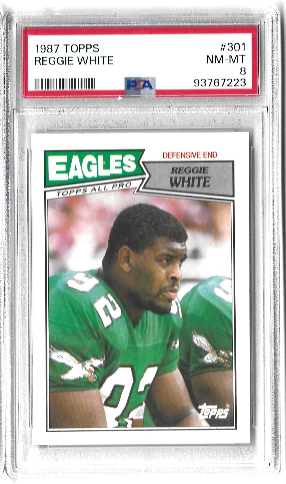 Graded 1987 Topps Reggie White #301 2nd Year Football Card PSA 8 NM-MT