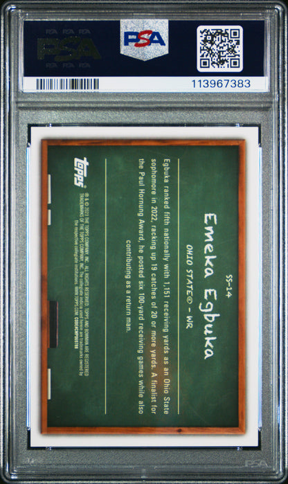 Graded 2023 Topps Bowman U Best Emeka Egbuka #SS14 Studios Stars Geometric Rookie RC Football Card PSA 10 Gem Mint