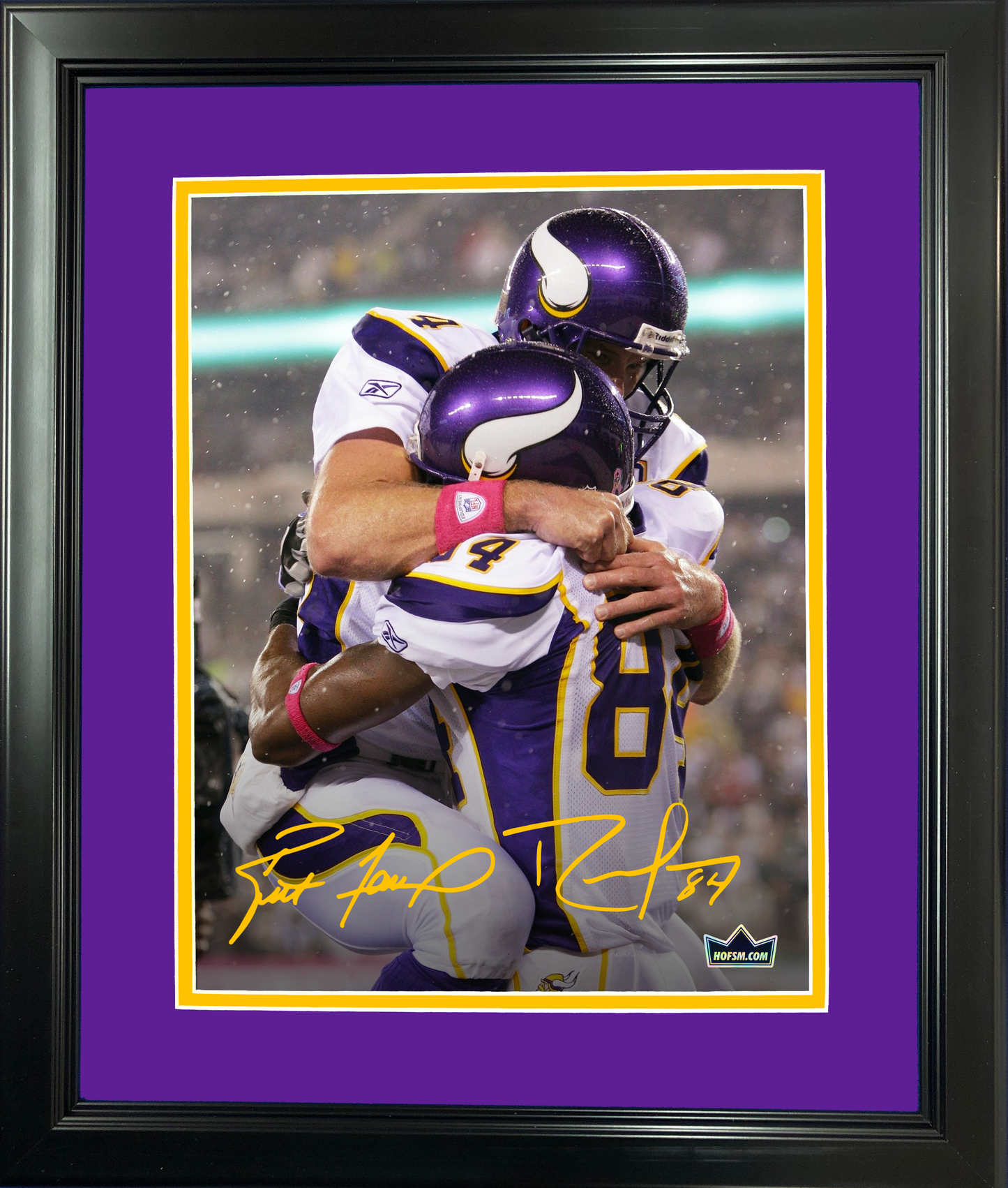 Framed Randy Moss & Brett Favre Minnesota Vikings Dual Facsimile Laser Engraved Signature Auto 11"x14"Football Photo HOFSM Holo