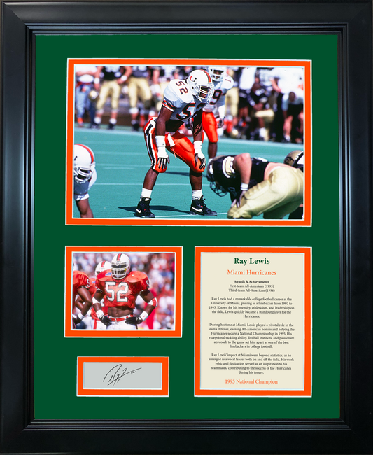 Framed Ray Lewis Miami Hurricanes Facsimile Laser Engraved Signature Auto College Football 11"x14"Photo Sig Collage