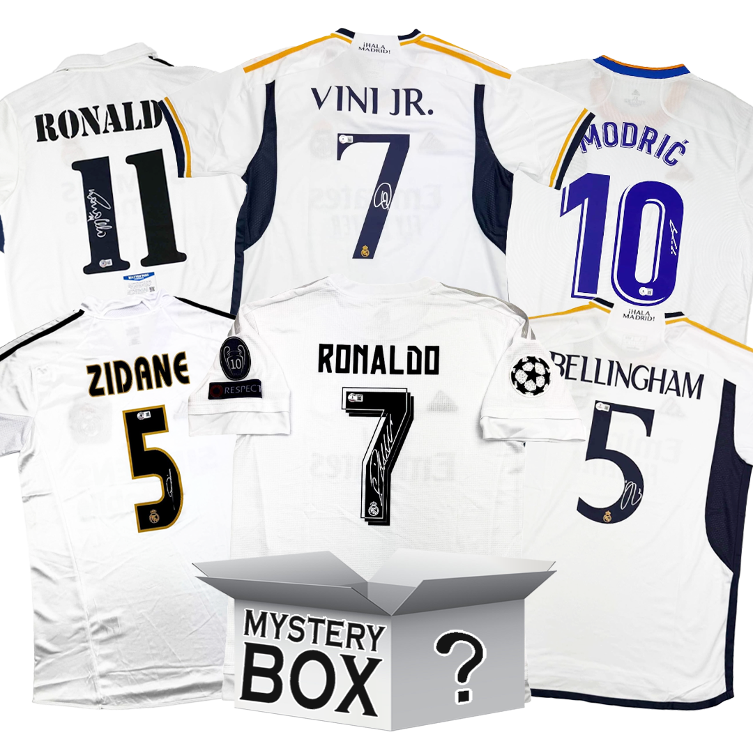 Real Madrid Autographed/Signed Soccer Jersey Mystery Box with PSA JSA or Beckett COA