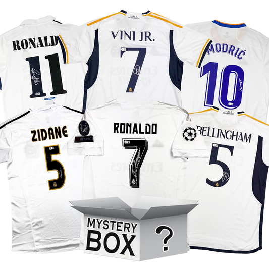Real Madrid Autographed/Signed Soccer Jersey Mystery Box with PSA JSA or Beckett COA