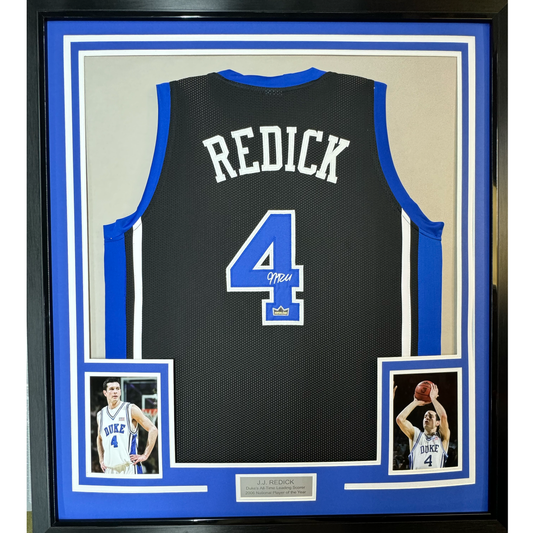 Framed Facsimile Autographed JJ J.J. Redick 35x39 Duke Black Reprint Laser Auto College Basketball Jersey