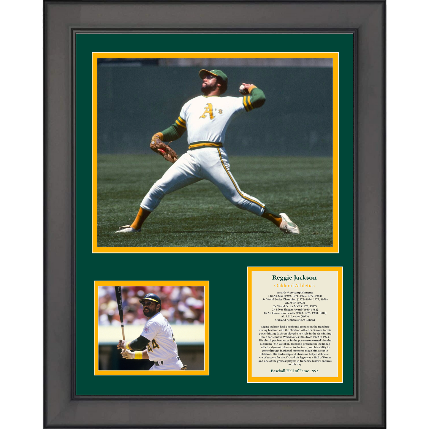 Framed Reggie Jackson Hall of Fame Oakland Athletics A's Baseball 11"x14"Three Photo Collage