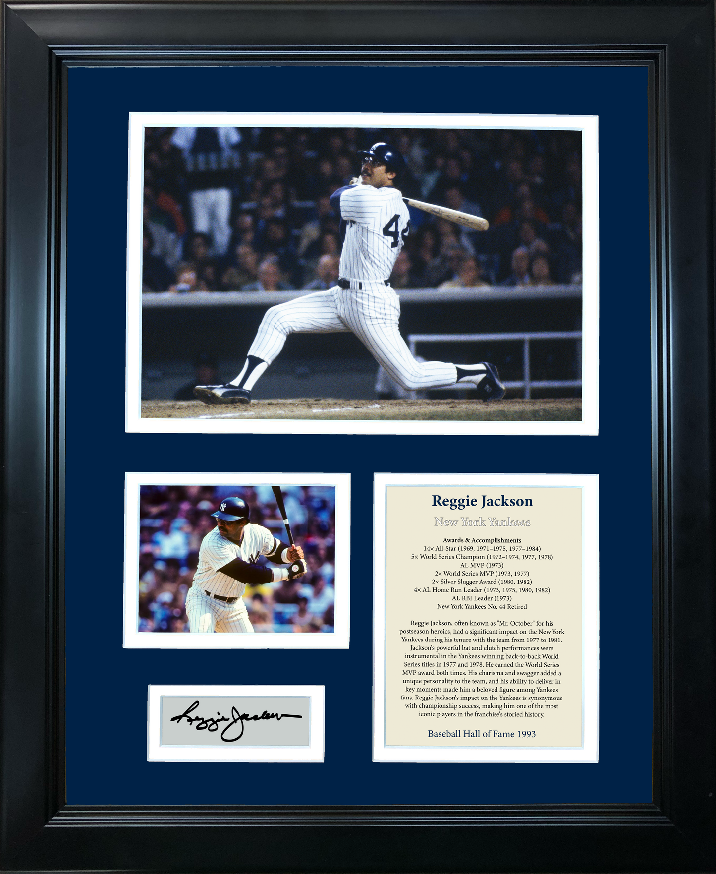 Framed Reggie Jackson Hall of Fame Facsimile Laser Engraved Signature Auto Baseball 11"x14"Photo Sig Collage