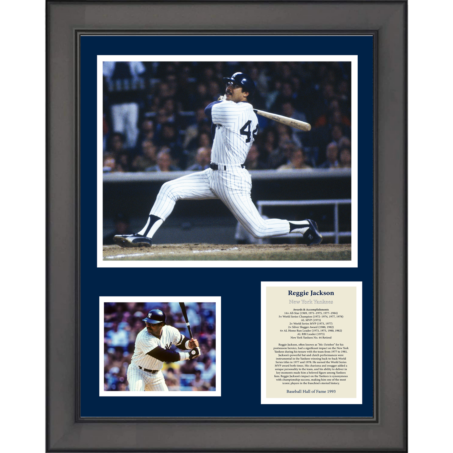Framed Reggie Jackson Hall of Fame Baseball 11"x14"Three Photo Collage