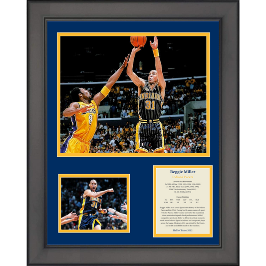 Framed Reggie Miller Hall of Fame Basketball 11"x14"Three Photo Collage