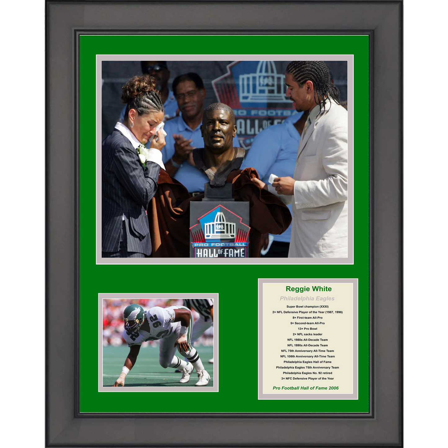 Framed Reggie White Hall of Fame Philadelphia Eagles Football 11"x14"Three Photo Collage