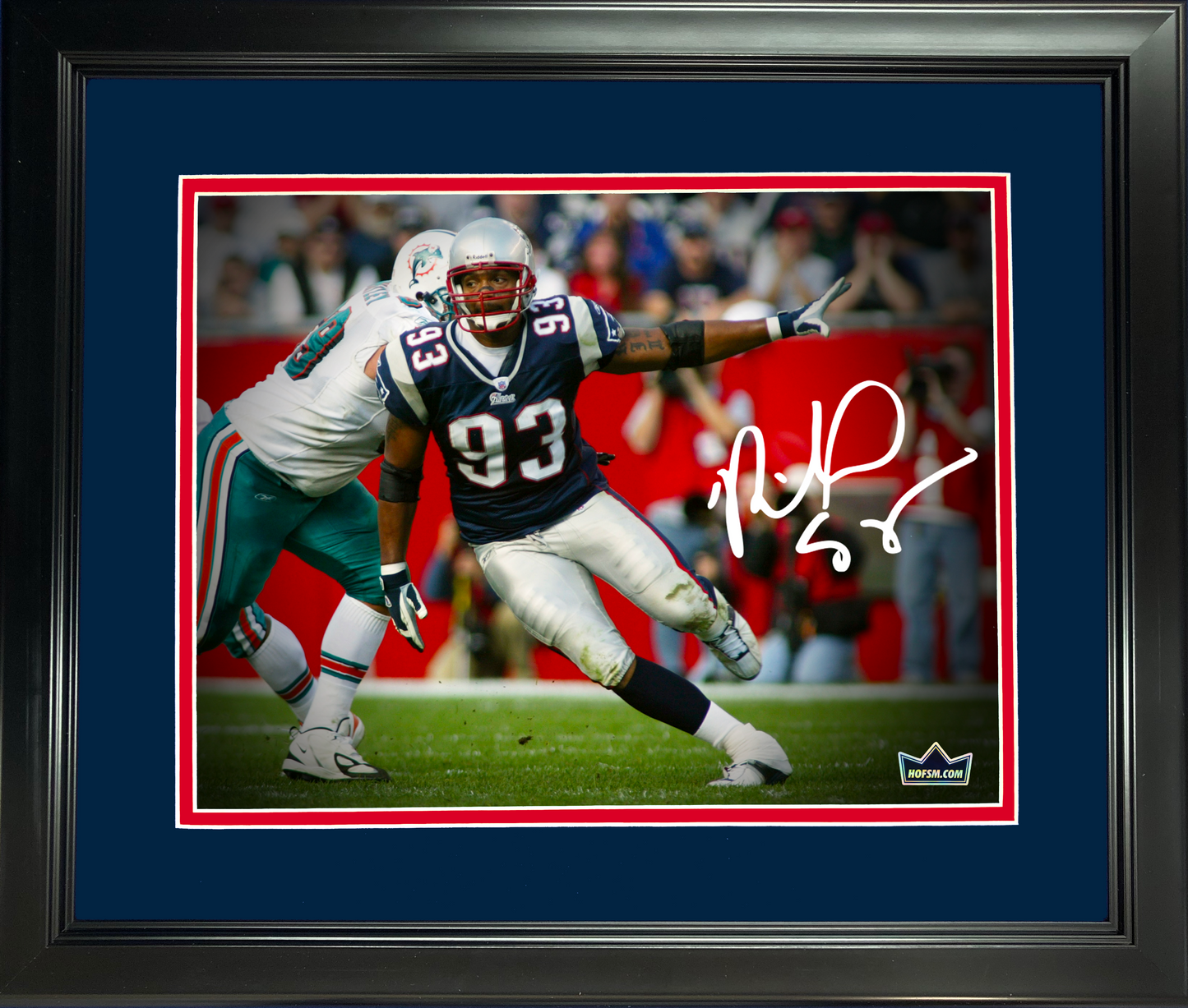 Framed Richard Seymour Facsimile Laser Engraved Signature Auto New England Patriots 11"x14"Football Photo HOFSM Holo