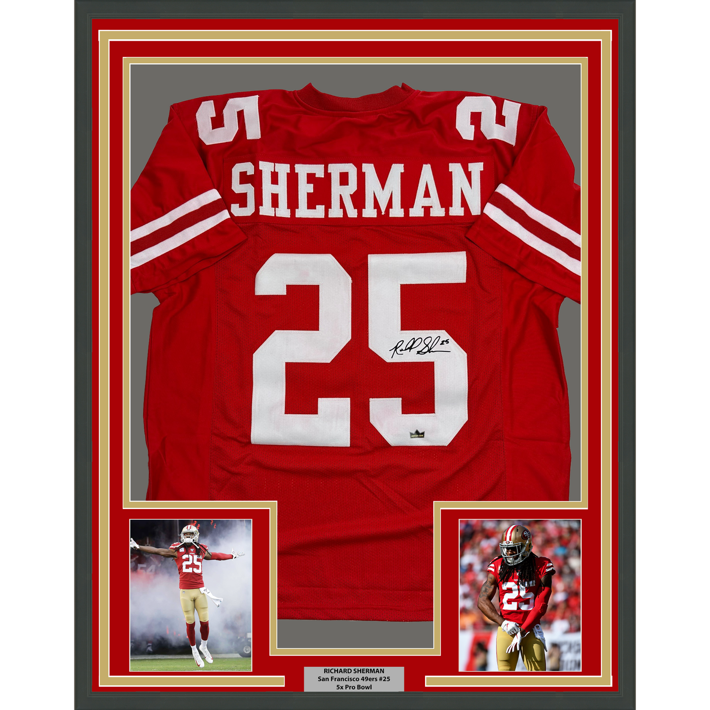 Framed Facsimile Autographed Richard Sherman 35x39 San Francisco Red Reprint Laser Auto College Football Jersey