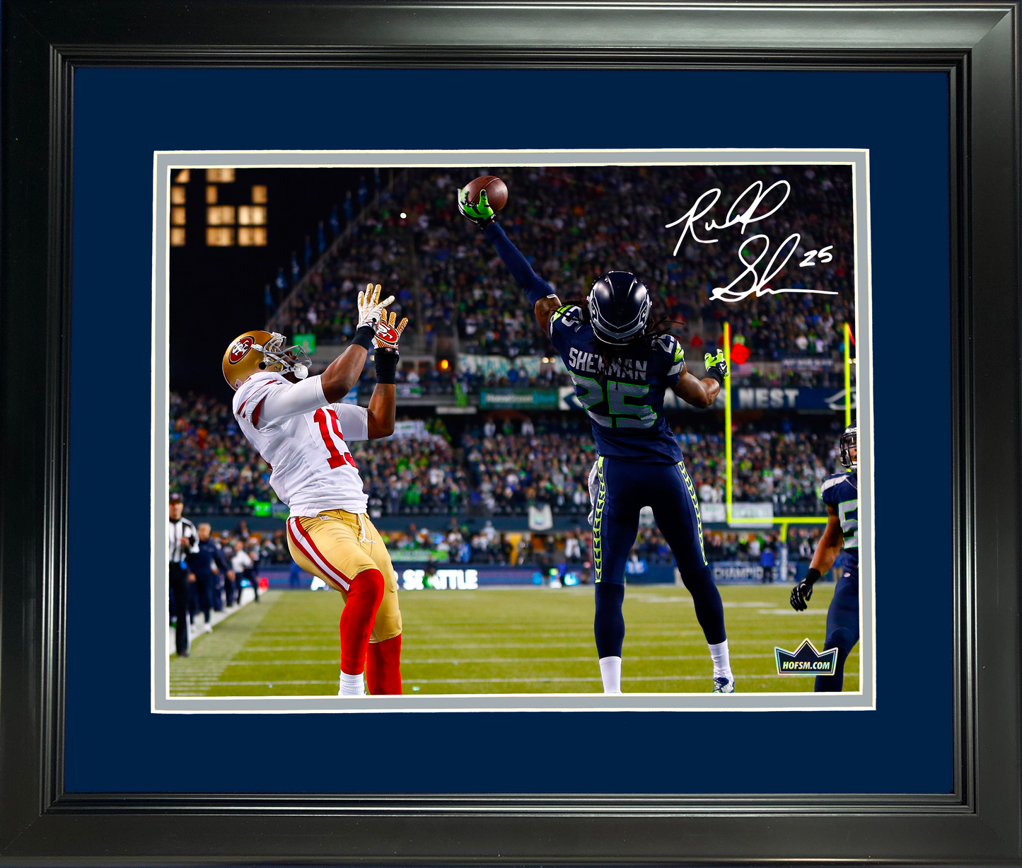 Framed Richard Sherman Facsimile Laser Engraved Signature Auto Seattle Seahawks 11"x14"Football Photo HOFSM Holo