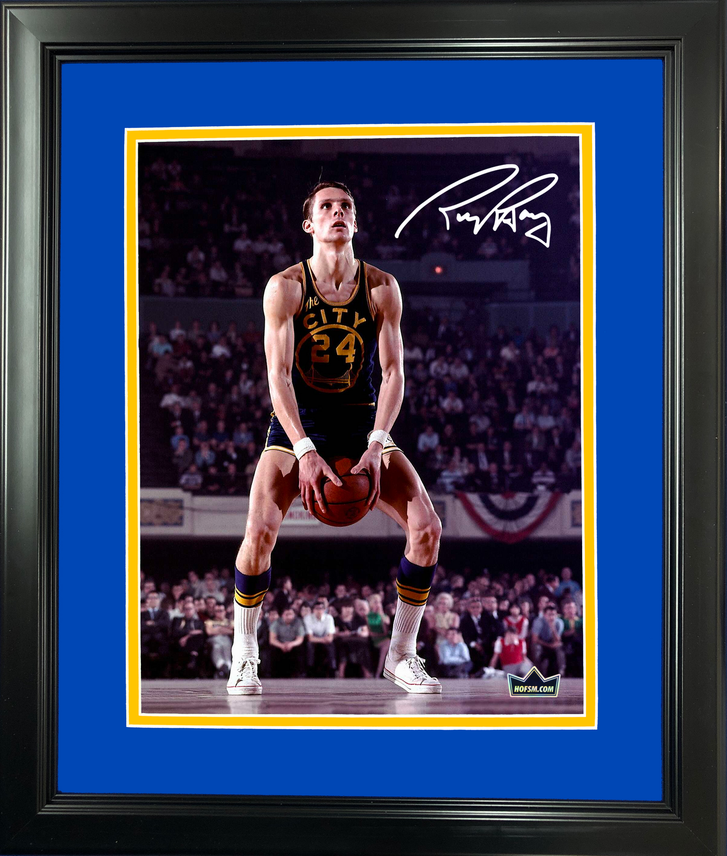Framed Rick Barry Facsimile Laser Engraved Signature Auto 11"x14"Basketball Photo HOFSM Holo