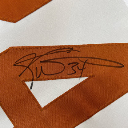 Framed Autographed/Signed Ricky Williams 35x39 Texas White College Football Jersey JSA COA